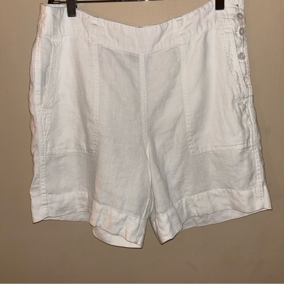 Lauren Ralph Lauren White 100% Linen Bermuda Shorts Crisp Design 10